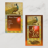 Liebe PEACOCK MONOGRAM Gelborange Visitenkarte (Vorne/Hinten)
