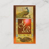 Liebe PEACOCK MONOGRAM Gelborange Visitenkarte (Rückseite)