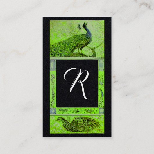 Liebe PEACOCK MONOGRAM Grünbuch Visitenkarte (Rückseite)