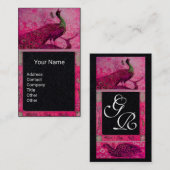 Liebe PEACOCK MONOGRAM Pink Black Paper Visitenkarte (Vorne/Hinten)