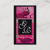 Liebe PEACOCK MONOGRAM Pink Black Paper Visitenkarte (Rückseite)