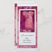 Liebe PEACOCK MONOGRAM Pink Weiße Perle Einladung (Vorne/Hinten)