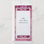 Liebe PEACOCK MONOGRAM Pink Weiße Perle Einladung (Rückseite)