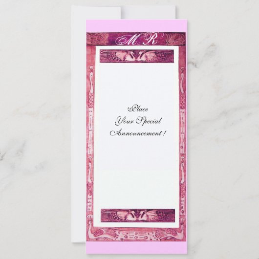 Liebe PEACOCK MONOGRAM, rosa Einladung (Rückseite)