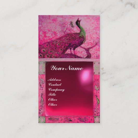 Liebe PEACOCK MONOGRAM rosa Ruby Visitenkarte (Vorderseite)