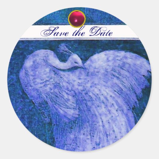 Liebe PEACOCK weiß, blau rosa ruby Runder Aufkleber (Vorderseite)