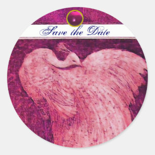 Liebe PEACOCK weiß rot, rosa Amethyste Runder Aufkleber