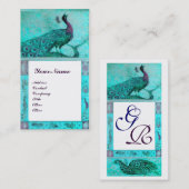Liebe PEACOCKS MONOGRAM Aqua Visitenkarte (Vorne/Hinten)