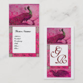 Liebe PEACOCKS MONOGRAM Pink Fuchsia Pearl Visitenkarte (Vorne/Hinten)