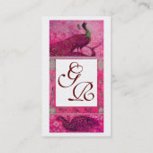 Liebe PEACOCKS MONOGRAM Pink Fuchsia Pearl Visitenkarte (Rückseite)