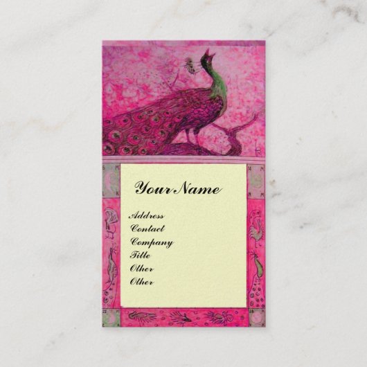 Liebe PEACOCKS MONOGRAM Pink fuchsia perl Visitenkarte (Vorderseite)