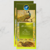 Liebe PEACOCKS MONOGRAMM, Braungelber Topaz Einladung (Vorne/Hinten)