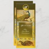 Liebe PEACOCKS MONOGRAMM, Braungelber Topaz Einladung (Vorne/Hinten)
