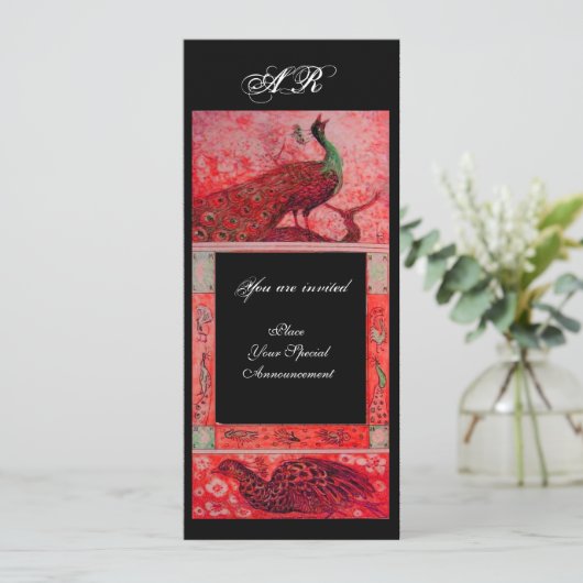 Liebe PEACOCKS MONOGRAMM Einladung (Stehend Vorderseite)