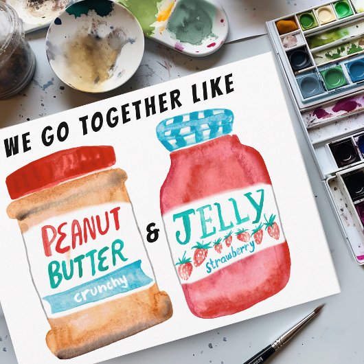 LIEBE Peanut Butter und Jelly Watercolor FRIENDS Postkarte