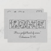 Liebe Perfect Bond of Gewerkschaft~Scripture~Save  Ankündigungspostkarte (Vorne/Hinten)