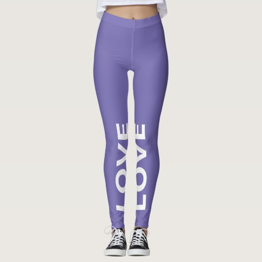 Liebe Periwinkle Monochrome Klassischer Text Leggings (Vorderseite)