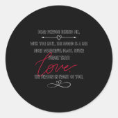 Liebe Person hinter mir Liebe der Person vor Runder Aufkleber (Vorderseite)