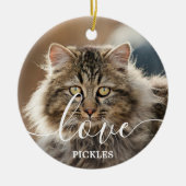 Liebe Personalisiert 2 Foto Cat Pet Memorial Keramik Ornament (Vorne)