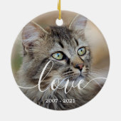 Liebe Personalisiert 2 Foto Cat Pet Memorial Keramik Ornament (Hinten)