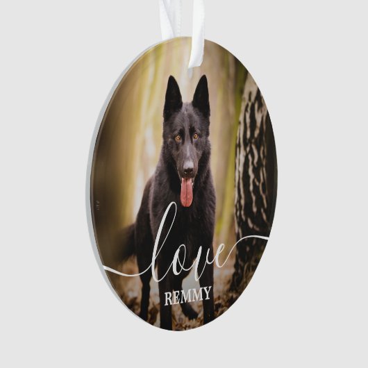 Liebe Personalisiert 2 Foto Dog Pet Memorial Ornament (Vorderseite)