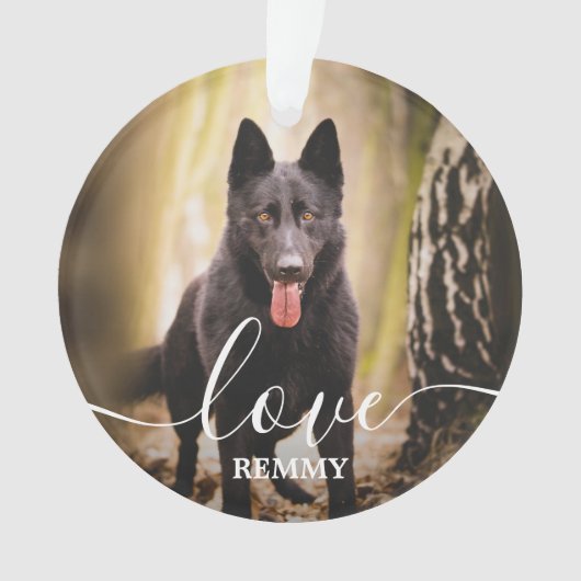 Liebe Personalisiert 2 Foto Dog Pet Memorial Ornament (Vorderseite)