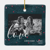Liebe Personalisiert Holiday Foto Weihnachtsgesche Keramikornament (Rückseite)