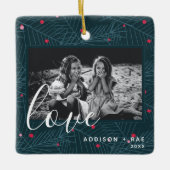 Liebe Personalisiert Holiday Foto Weihnachtsgesche Keramikornament (Vorderseite)