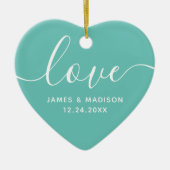 Liebe Personalisiert Paare Aquamarines Foto Orname Keramik Ornament (Vorne)