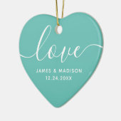 Liebe Personalisiert Paare Aquamarines Foto Orname Keramik Ornament (Links)