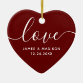 Liebe Personalisiert Paare Burgund Foto Ornament (Vorne)