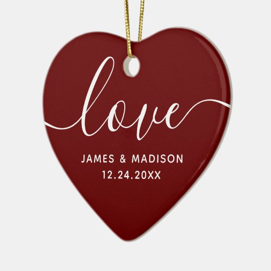 Liebe Personalisiert Paare Burgund Foto Ornament (Links)