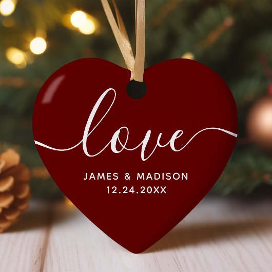 Liebe Personalisiert Paare Burgund Foto Ornament