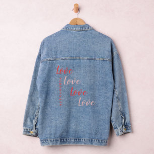 Liebe Personalisiert Rosa und Rote Typografie Jeansjacke