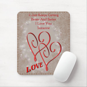 Liebe Personalisiert verflochtene Rote Herzen Mousepad