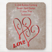 Liebe Personalisiert verflochtene Rote Herzen Mousepad (Vorne)