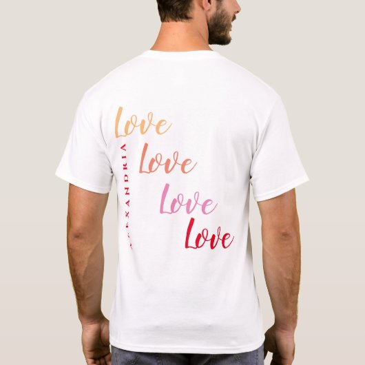 Liebe Personalisierter Name Zurück und Pocket Desi T-Shirt (Rückseite)