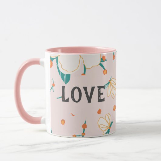 Liebe Personalisiertes Blumenmuster Aquarell Rosa Tasse (Links)