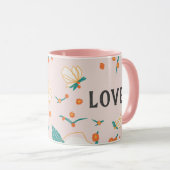 Liebe Personalisiertes Blumenmuster Aquarell Rosa Tasse (VorderseiteRechts)