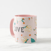 Liebe Personalisiertes Blumenmuster Aquarell Rosa Tasse (Vorderseite Links)