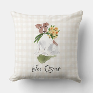 Liebe PET NAME Gingham Terrier Dog Wasserfarbe Kun Kissen