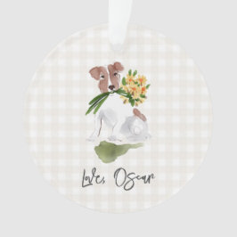 Liebe PET NAME Gingham Terrier Dog Wasserfarbe Kun Ornament