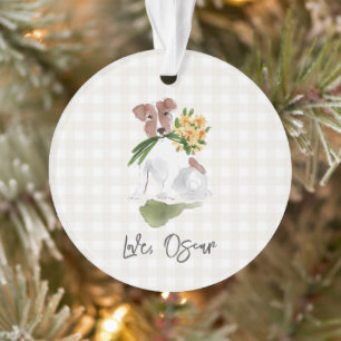 Liebe PET NAME Gingham Terrier Hund Wasserfarben K Ornament