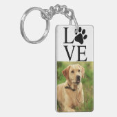 Liebe Pet Paw Print Einfach Minimal Zwei Foto Hund Schlüsselanhänger (Vorderseite links)