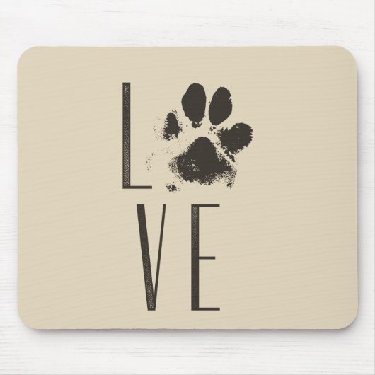 Liebe Pet Pet Print Brown Grunge Typografie Mousepad (Vorne)