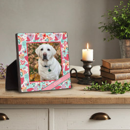 Liebe Pet Red Pink Heart Foto Angepasster Name Fotoplatte