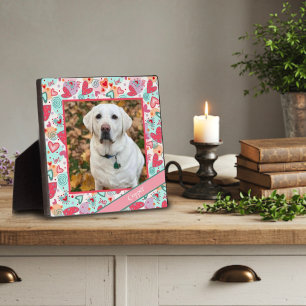 Liebe Pet Red Pink Heart Foto Angepasster Name Fotoplatte