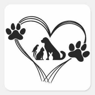 Liebe Pets Quadratischer Aufkleber