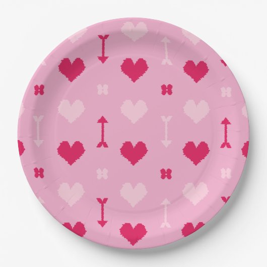 Liebe Pfeile & Blütenpapierplatte Pappteller (Vorderseite)