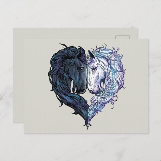 Liebe Pferd Postkarte (Vorne/Hinten)